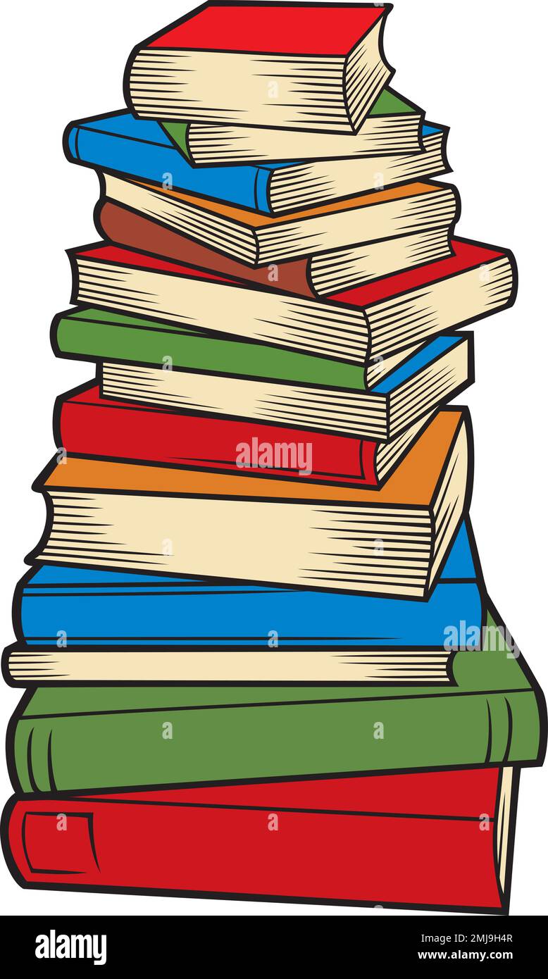 Grande pile de livres couleur. Illustration vectorielle Illustration de Vecteur