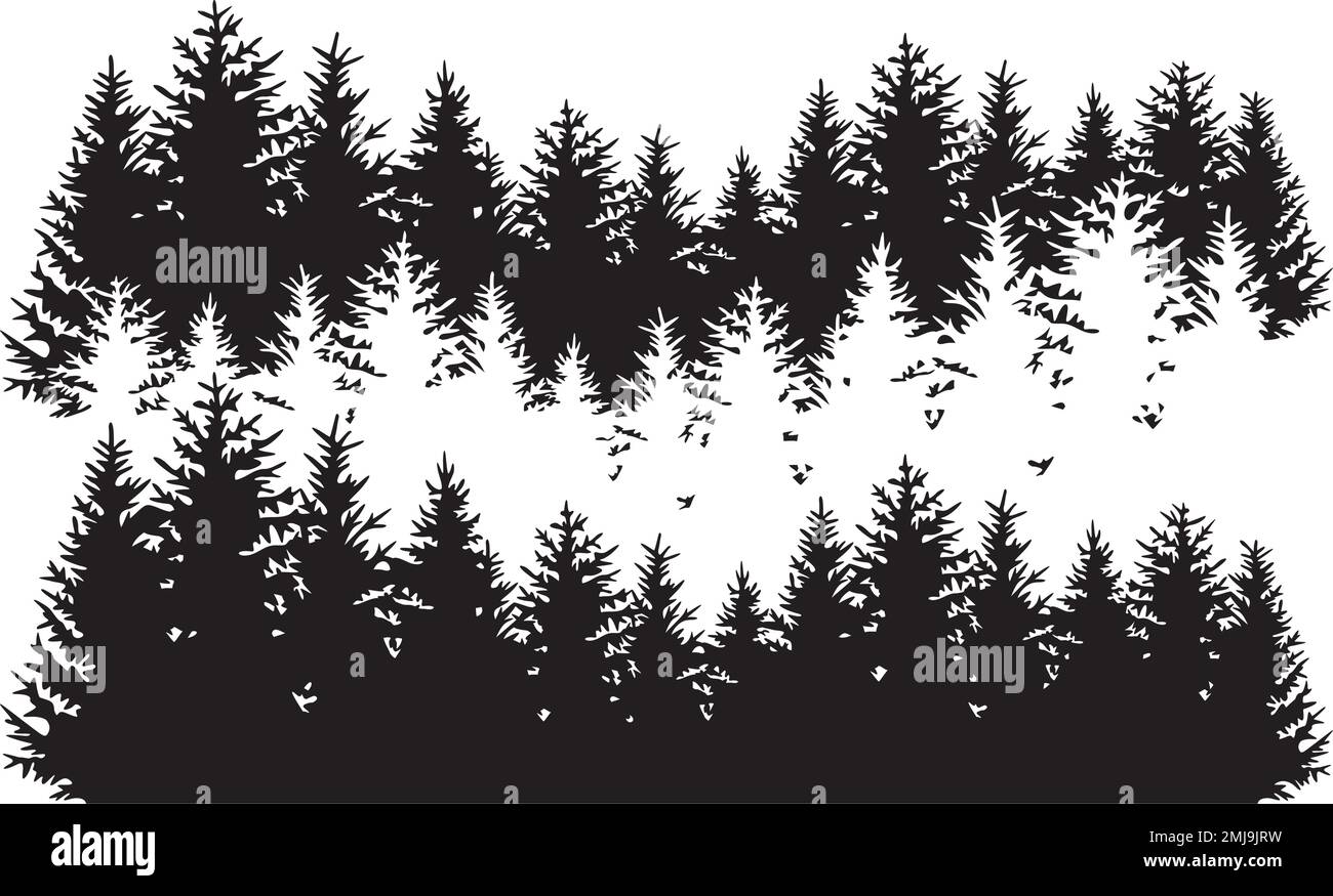 Illustration vectorielle des pins. Paysage forestier. Illustration de Vecteur