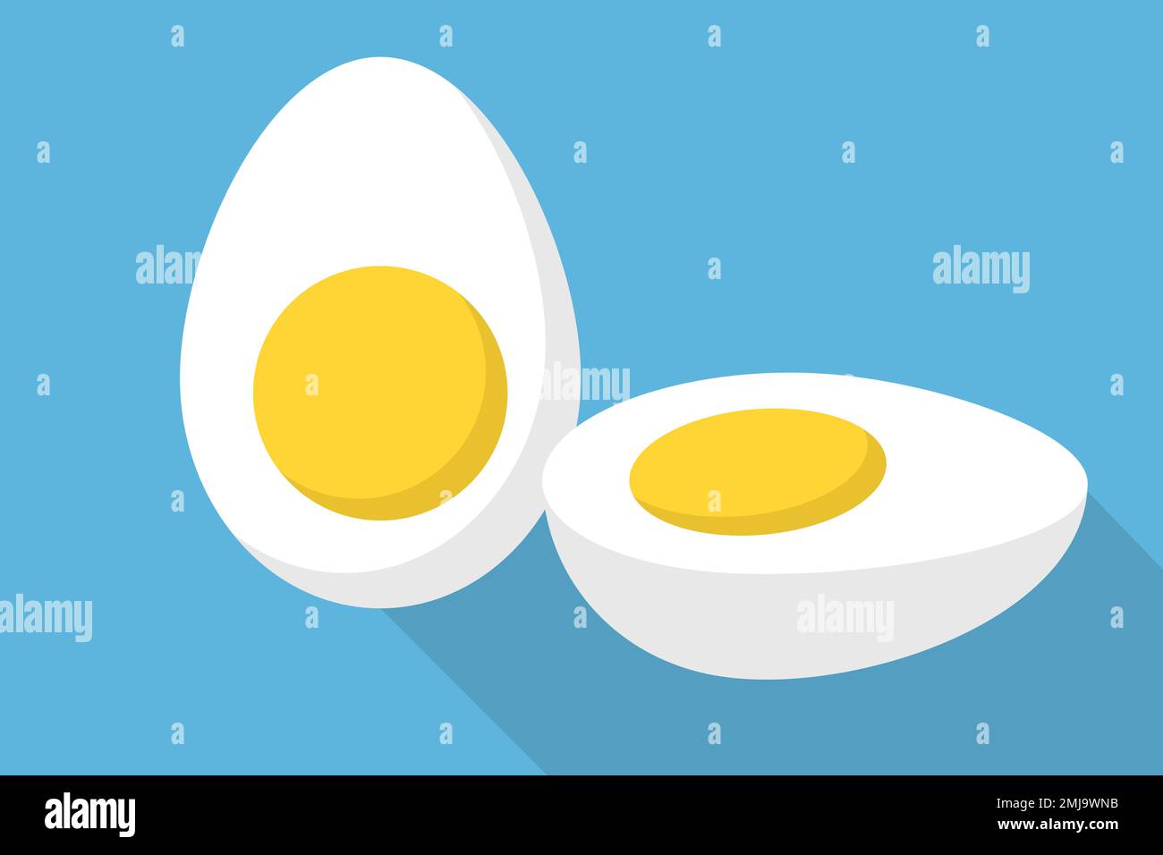 Icône d'œuf bouilli isolée sur fond bleu. Vecteur modifiable. Illustration de Vecteur