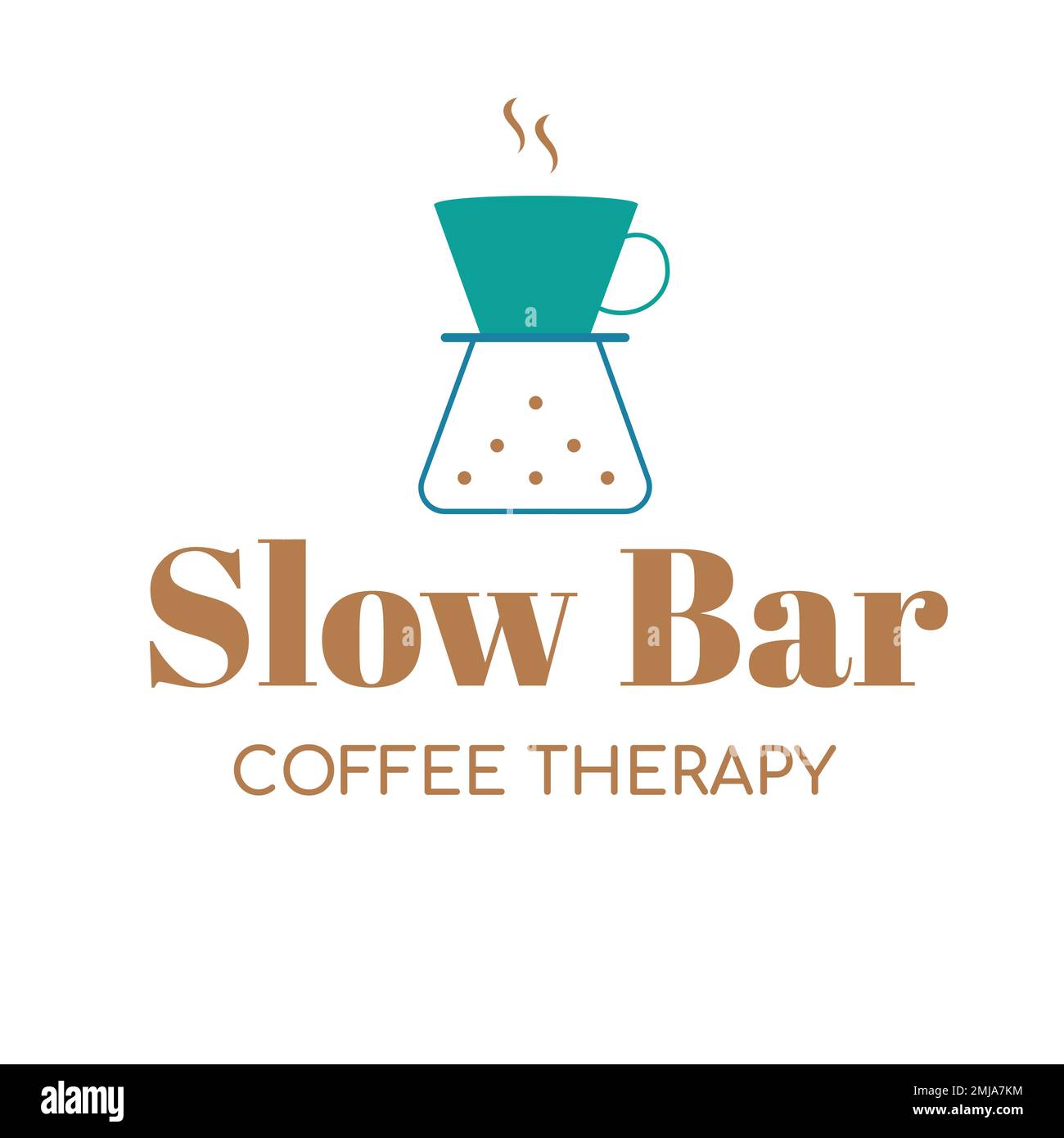 Logo du café-restaurant, modèle d'entreprise alimentaire pour le vecteur de conception de marque, texte de traitement de café au bar lent Illustration de Vecteur