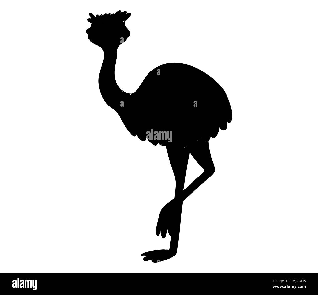 Jolie silhouette de dessin animé d'Ostrich Illustration de Vecteur