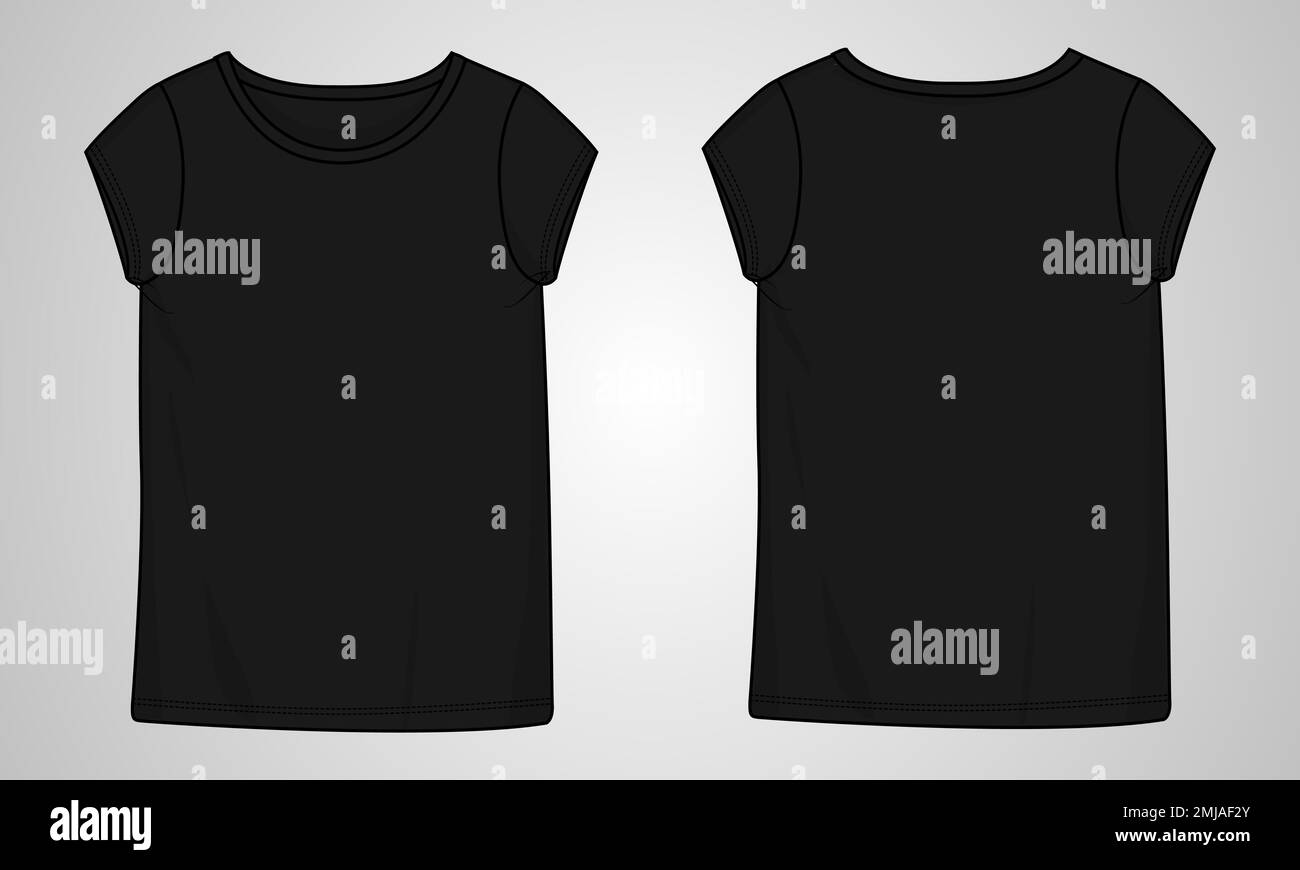T-shirt croquis technique modèle de mode pour Femme. Illustration de l ...