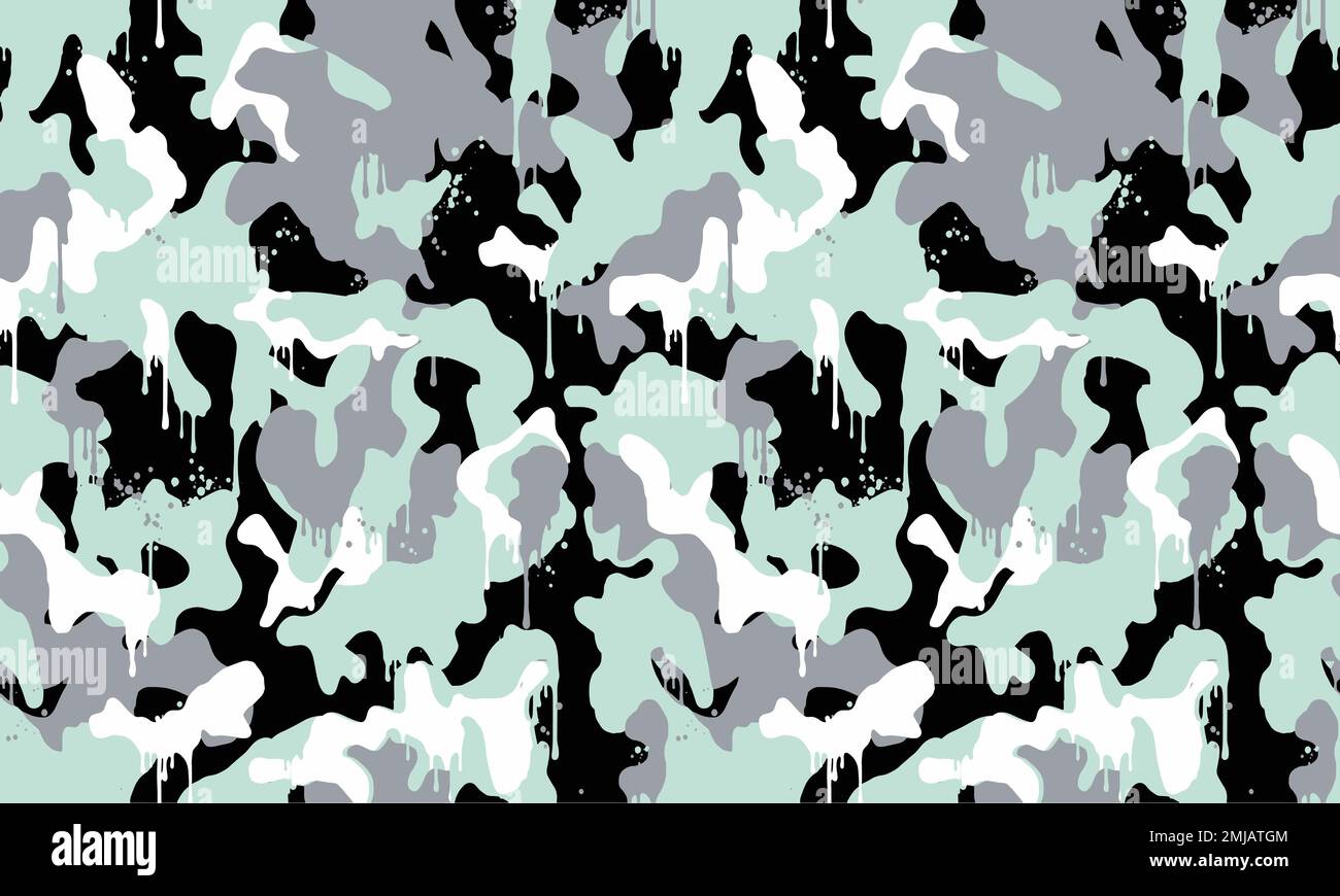 Texture militaire camouflage répète le motif vectoriel sans couture pour le tissu, l'arrière-plan, le papier peint et autres. Imprimé classique. Abstrait monochrome Illustration de Vecteur