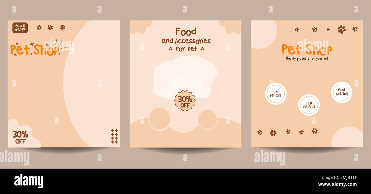 Couverture de la bannière de l'atelier de soins pour animaux, de la nourriture et des accessoires. Modèle de message sur les médias sociaux PET Care ou modèle de bannière Web. Promotion du service animal de compagnie b Illustration de Vecteur