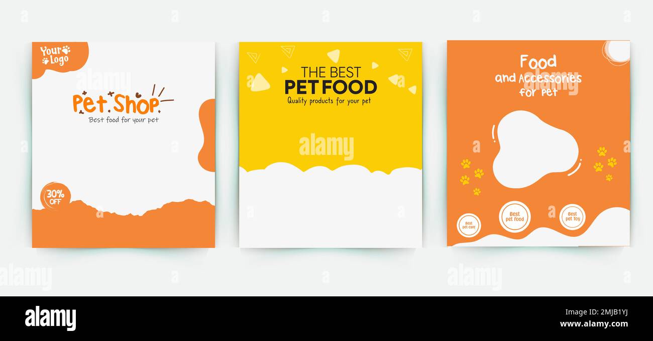 Couverture de la bannière de l'atelier de soins pour animaux, de la nourriture et des accessoires. Modèle de message sur les médias sociaux PET Care ou modèle de bannière Web. Promotion du service animal de compagnie b Illustration de Vecteur