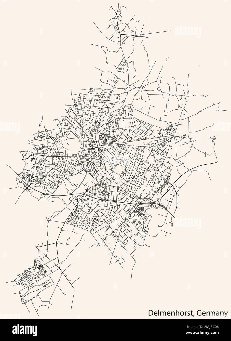 Carte des rues de DELMENHORST, ALLEMAGNE Illustration de Vecteur