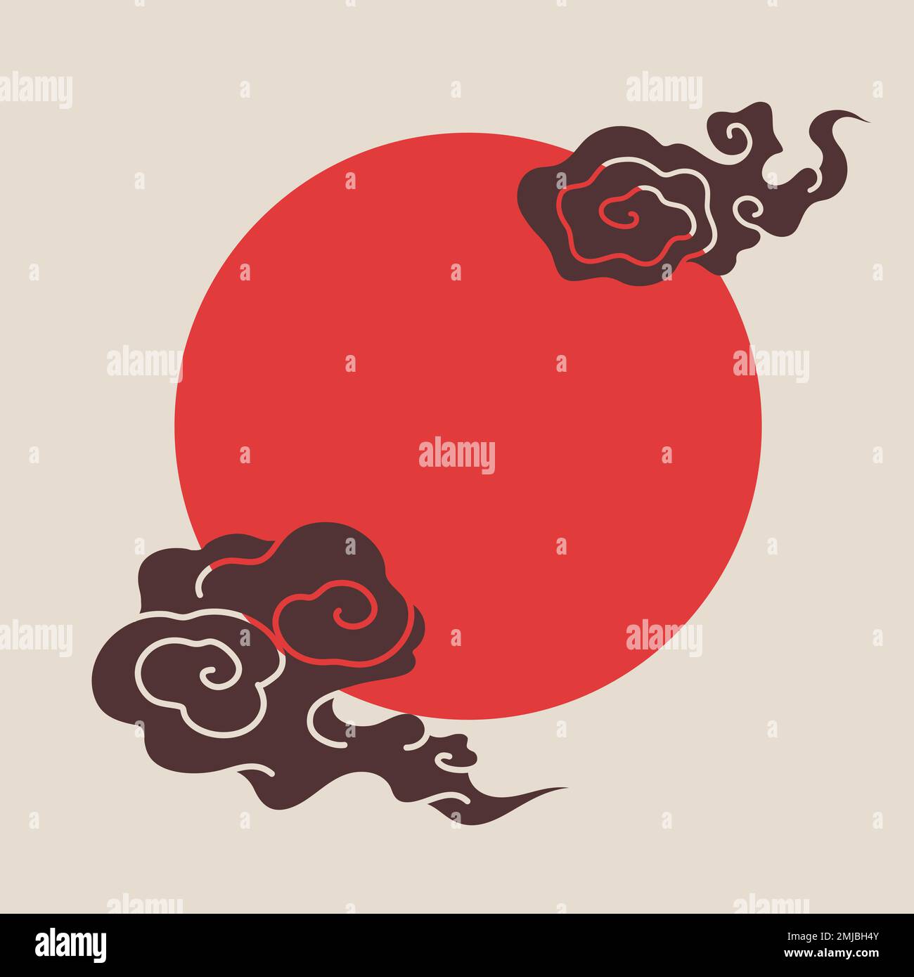 Cadre oriental rouge, vecteur d'illustration du nuage chinois Illustration de Vecteur
