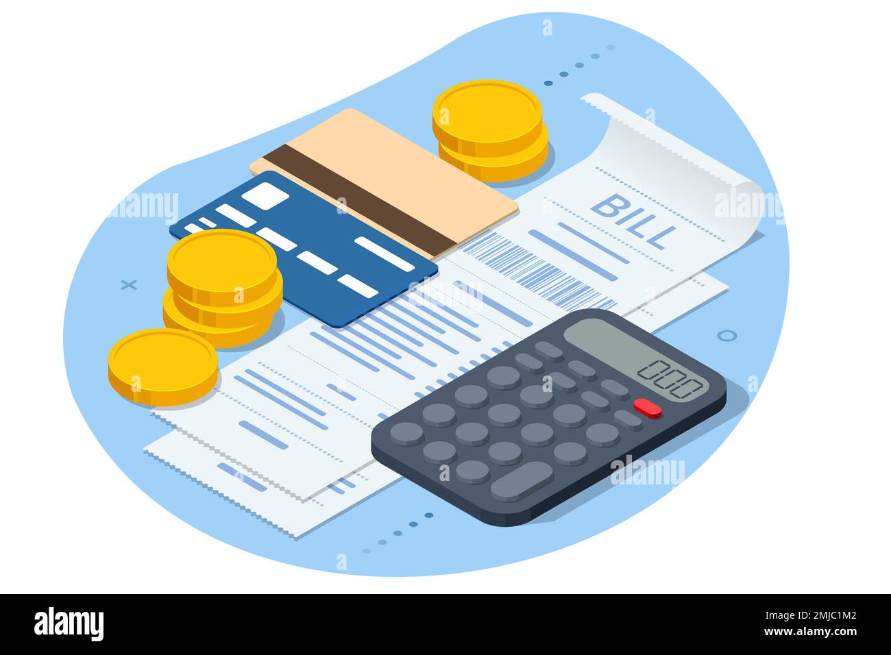 Paiement de facture en ligne isométrique. Accueil Utilitaires concept des services de paiement de factures. Gaz, eau, électricité. Économisez de l'énergie, payez vos factures d'électricité Illustration de Vecteur