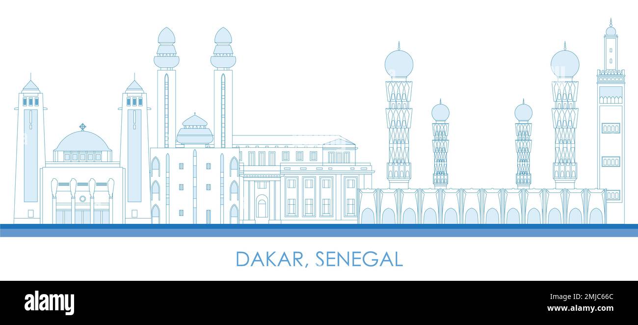 Aperçu Skyline panorama de la ville de Dakar, Sénégal - illustration vectorielle Illustration de Vecteur