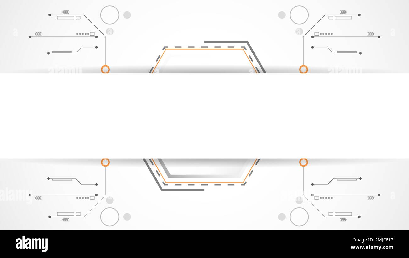 résumé de la technologie de polygone gris blanc. technologie avec ligne numérique couleur gris, orange, point, hi-tech, vecteur. polygone technologique pour Illustration de Vecteur