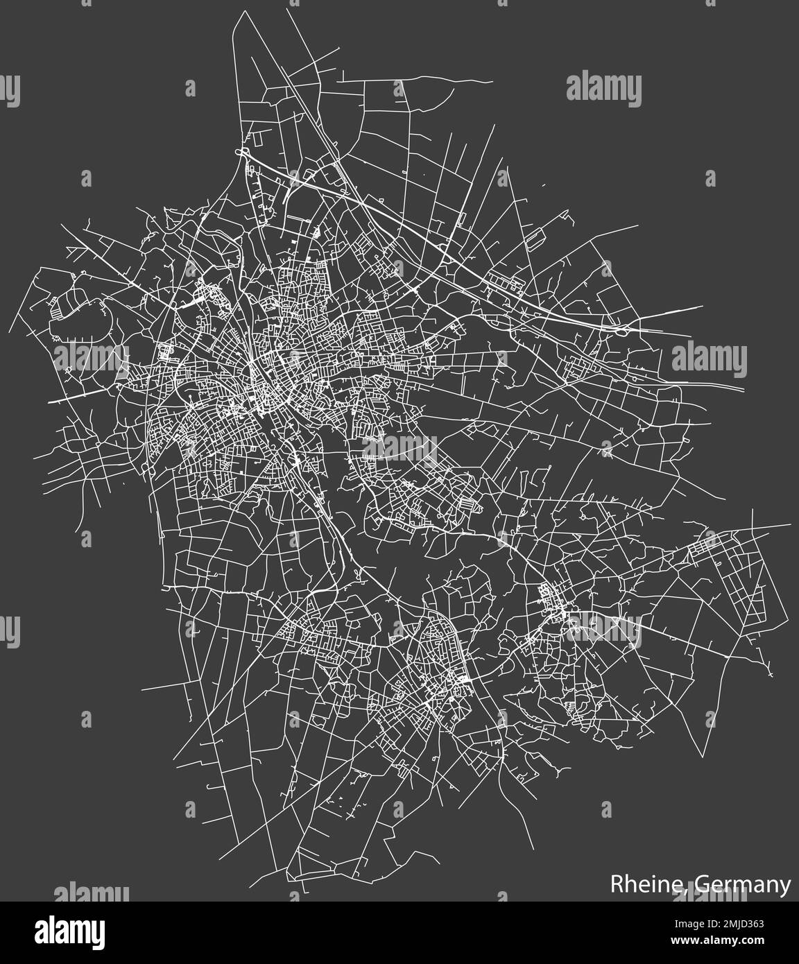 Carte des rues de RHEINE, ALLEMAGNE Illustration de Vecteur