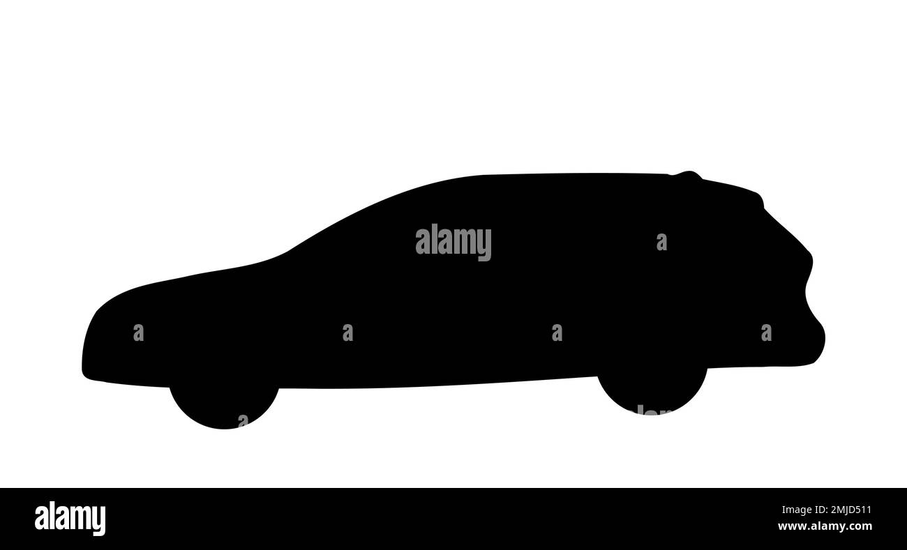 Silhouette de voiture familiale générique. Vecteur de silhouette isolé de véhicule noir. Illustration de Vecteur