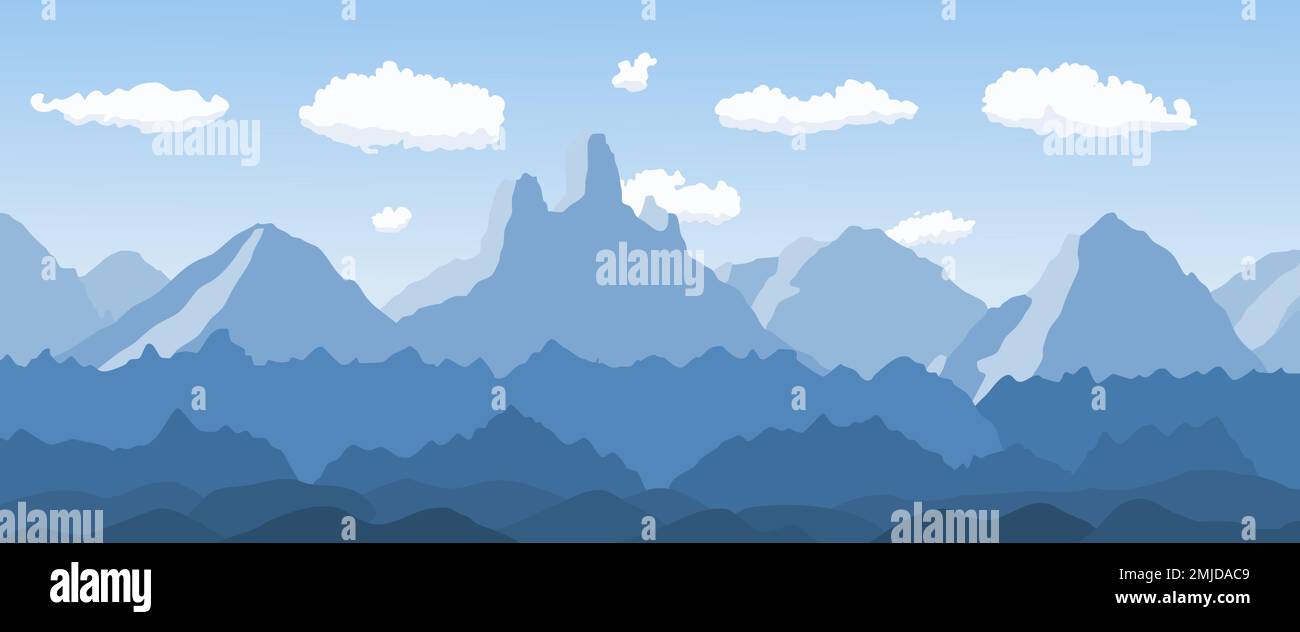 Vue sur la montagne. Paysage vectoriel - Dolomites en Italie. Magnifique illustration vectorielle des couches de montagne bleues. Illustration de Vecteur