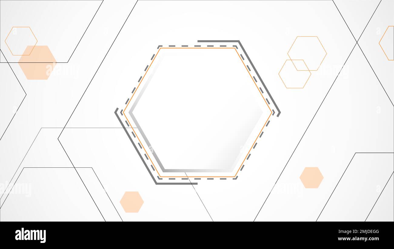 résumé de la technologie de polygone gris blanc. technologie avec ligne numérique couleur gris, orange, point, hi-tech, vecteur. polygone technologique pour Illustration de Vecteur