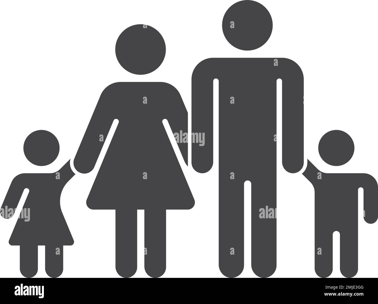 Icône noire de famille. Symbole parents et enfants ensemble Illustration de Vecteur