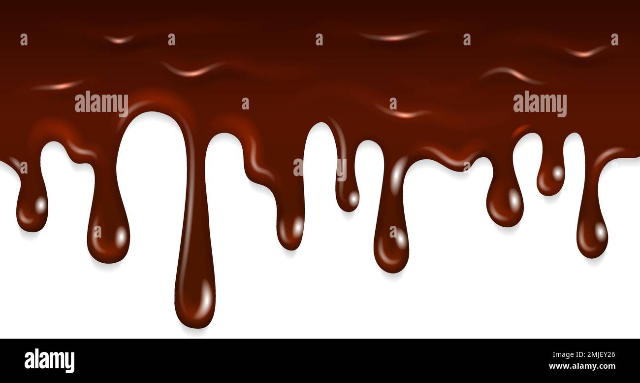 Bordure de horyzontal goutte de chocolat. Colorant liquide doux Illustration de Vecteur