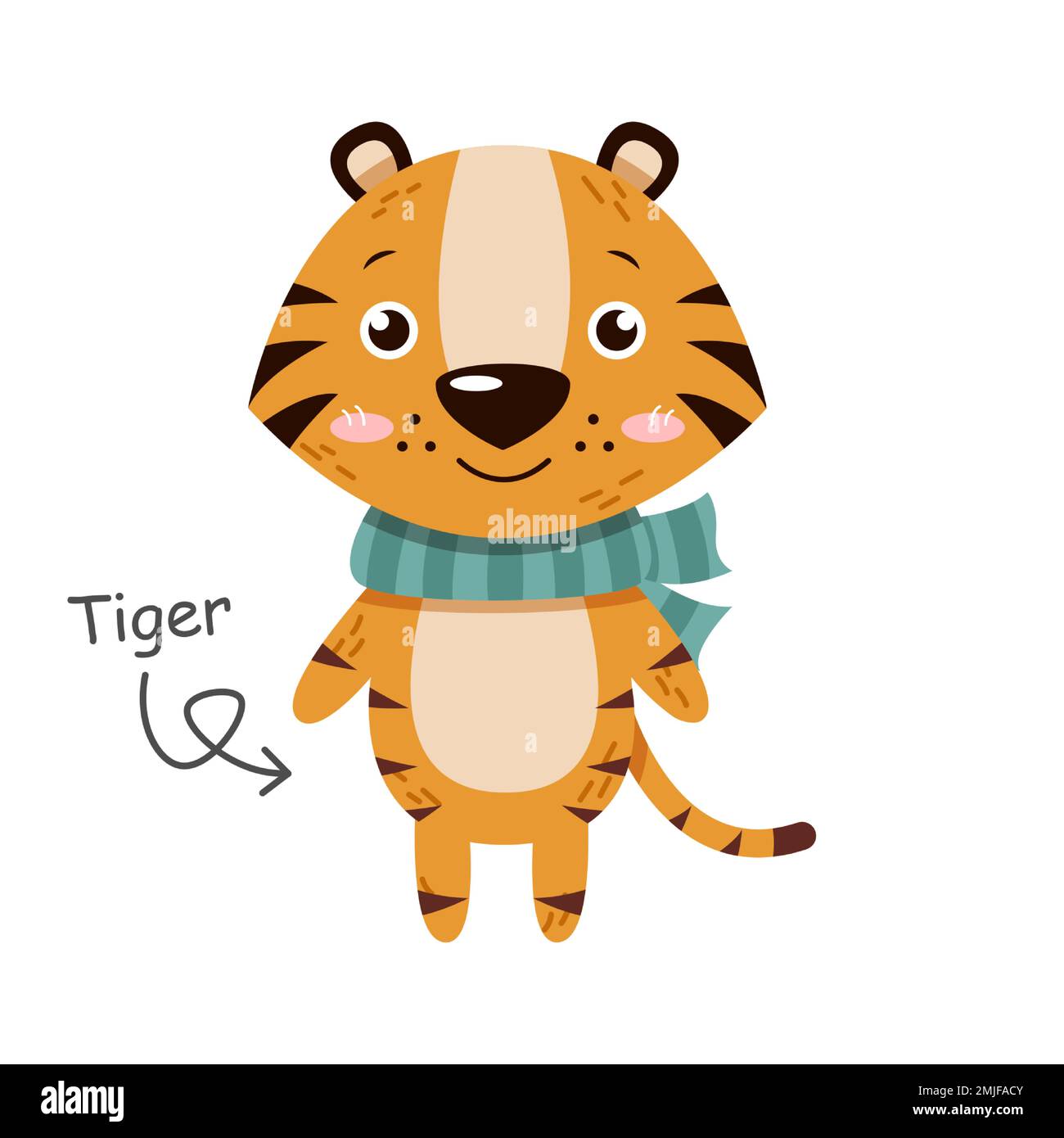 Personnages de dessin animé de tigre avec des vêtements . Vecteur . Illustration de Vecteur