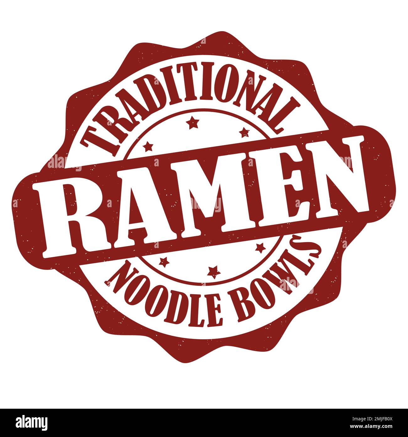 Étiquette de ramen ou tampon sur fond blanc, illustration vectorielle Illustration de Vecteur