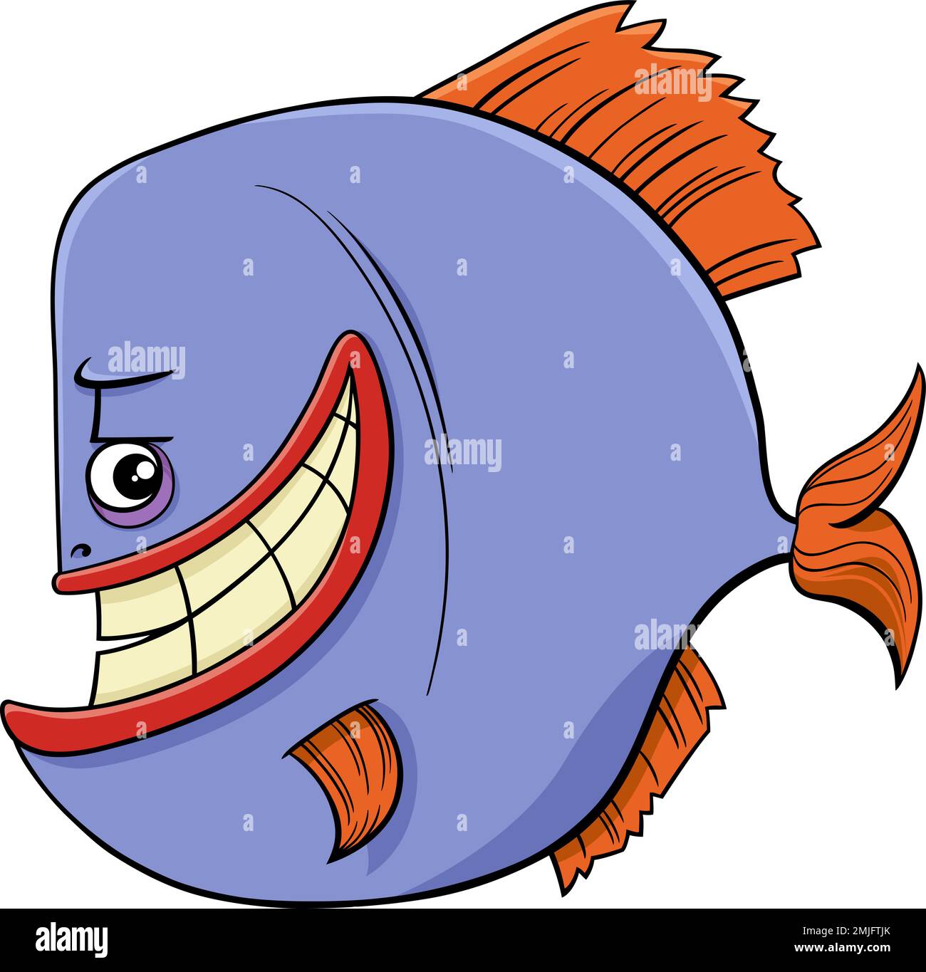 Illustration de la bande dessinée de poisson de piranha caractère animal de bande dessinée Illustration de Vecteur