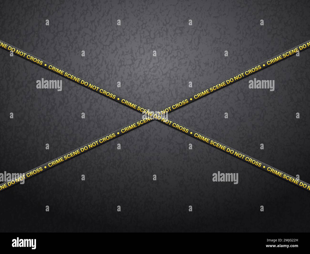 Ruban de scène de crime sur fond d'asphalte. Illustration vectorielle. Banque D'Images