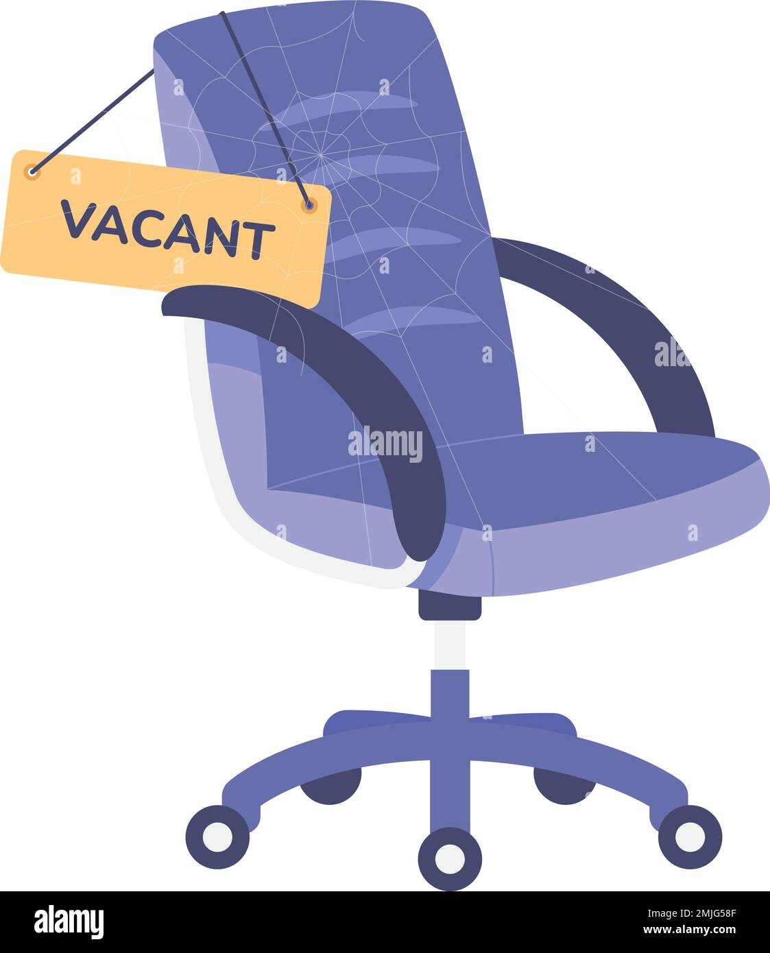 Chaise de bureau avec panneau vacant. Symbole de travail de recrutement isolé sur fond blanc Illustration de Vecteur