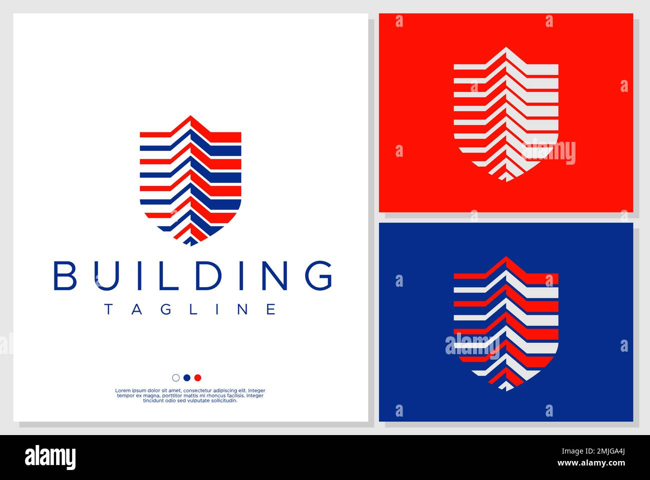 Modèle de conception de logo de bouclier de bâtiment. Illustration de Vecteur