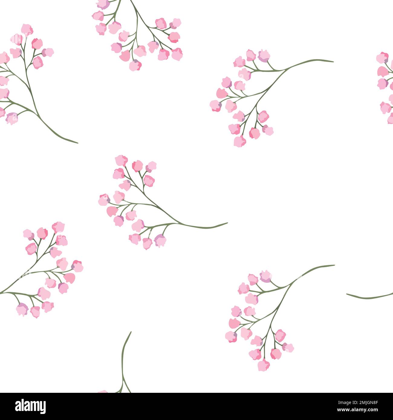 Motif vectoriel sans couture avec fleurs aquarelle, illustration botanique de couleur magenta. Illustration de Vecteur
