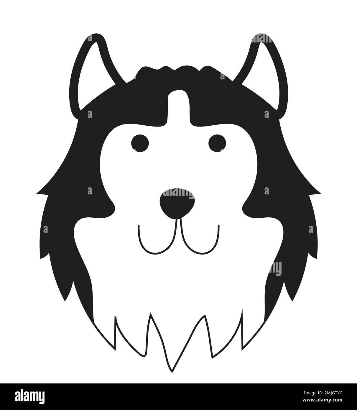 Husky doggy dans un style d'esquisse. Icône en forme de tête de chien en forme de doodle. Panneau animaux de compagnie charmants Illustration de Vecteur