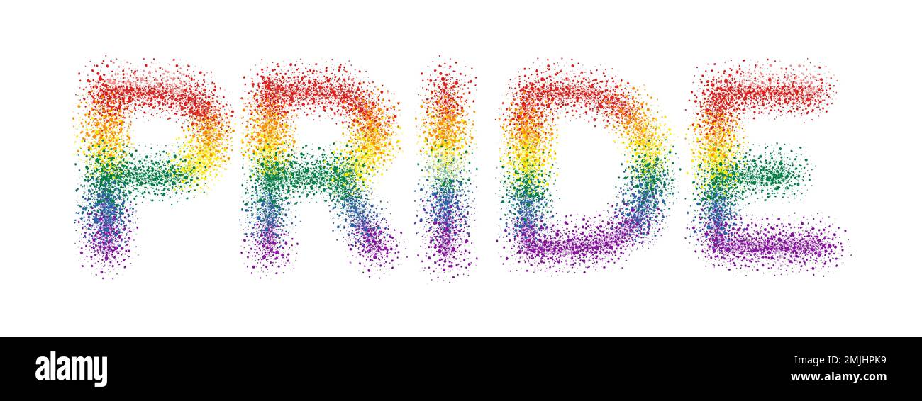 Fierté texte abstrait drapeau arc-en-ciel style flatté isolé. Illustration vectorielle Illustration de Vecteur