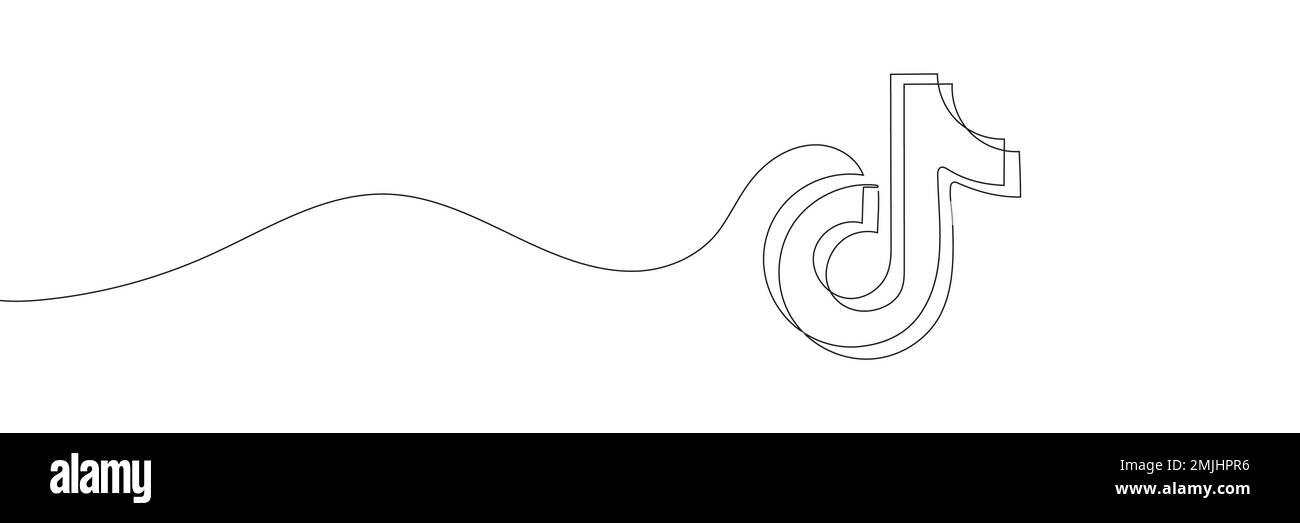 Un dessin continu d'une ligne du logo TikTok isolé sur fond blanc. Illustration vectorielle Illustration de Vecteur