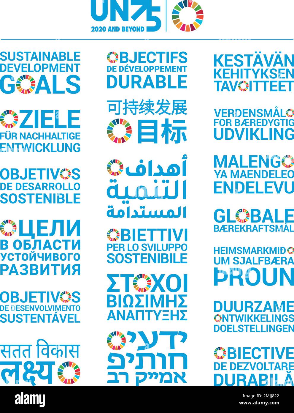 Objectifs de développement durable Programme international dans diverses langues du monde, illustration vectorielle Illustration de Vecteur