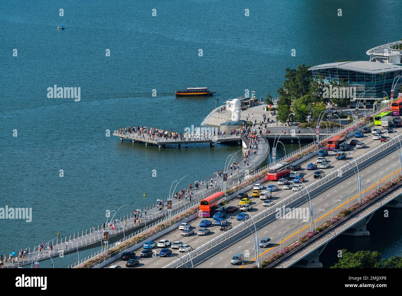 Le port de plaisance de Singapour abrite le parc merlion Banque D'Images