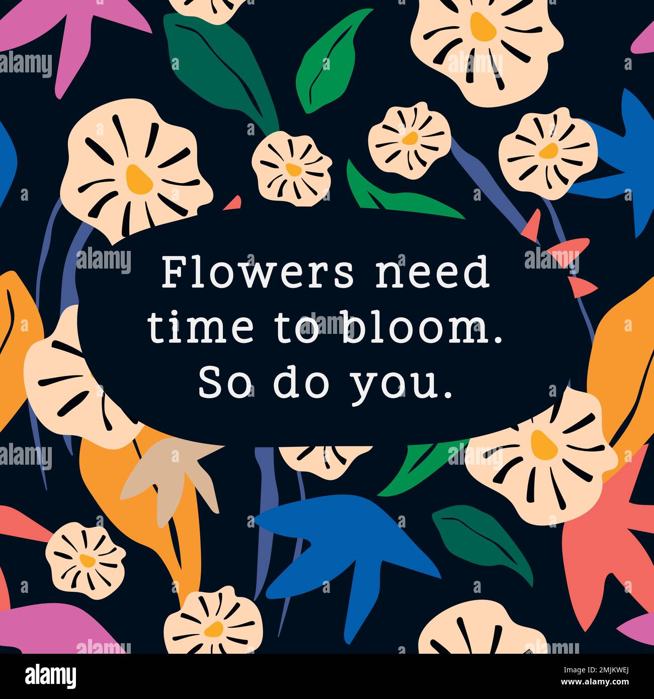 Citation esthétique modèle de poste Instagram, motif floral vectoriel Illustration de Vecteur
