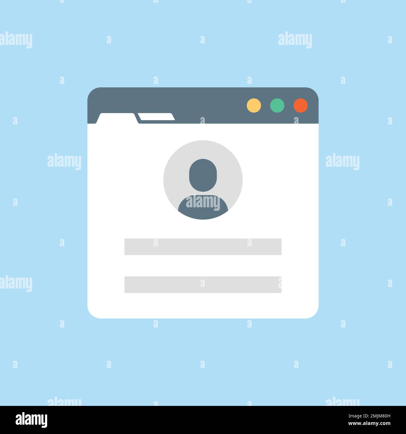 Icône de profil utilisateur en style plat. Illustration vectorielle de l'avatar du membre sur un arrière-plan isolé. Concept commercial de signature d'autorisation humaine. Illustration de Vecteur