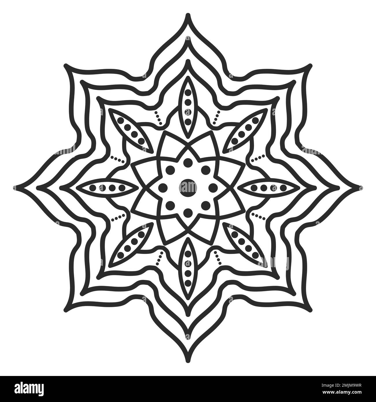 Fleur ronde Mandala Indian concept Design dessin à la main Vector Illustration Illustration de Vecteur