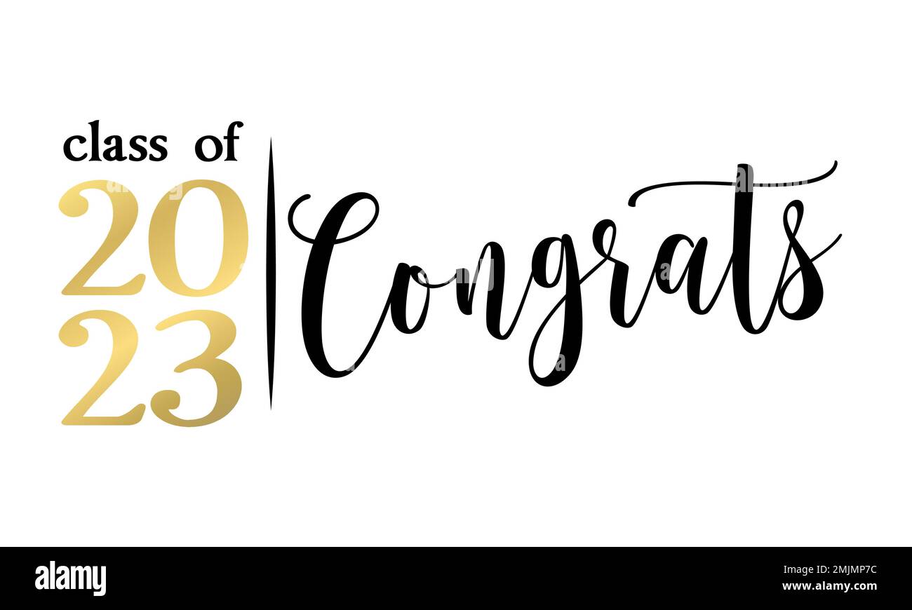 Classe de 2023 Congrats - Typographie. texte noir arrière-plan blanc isolé. Illustration vectorielle d'une classe de graduation de 2023. éléments graphiques pour t- Illustration de Vecteur