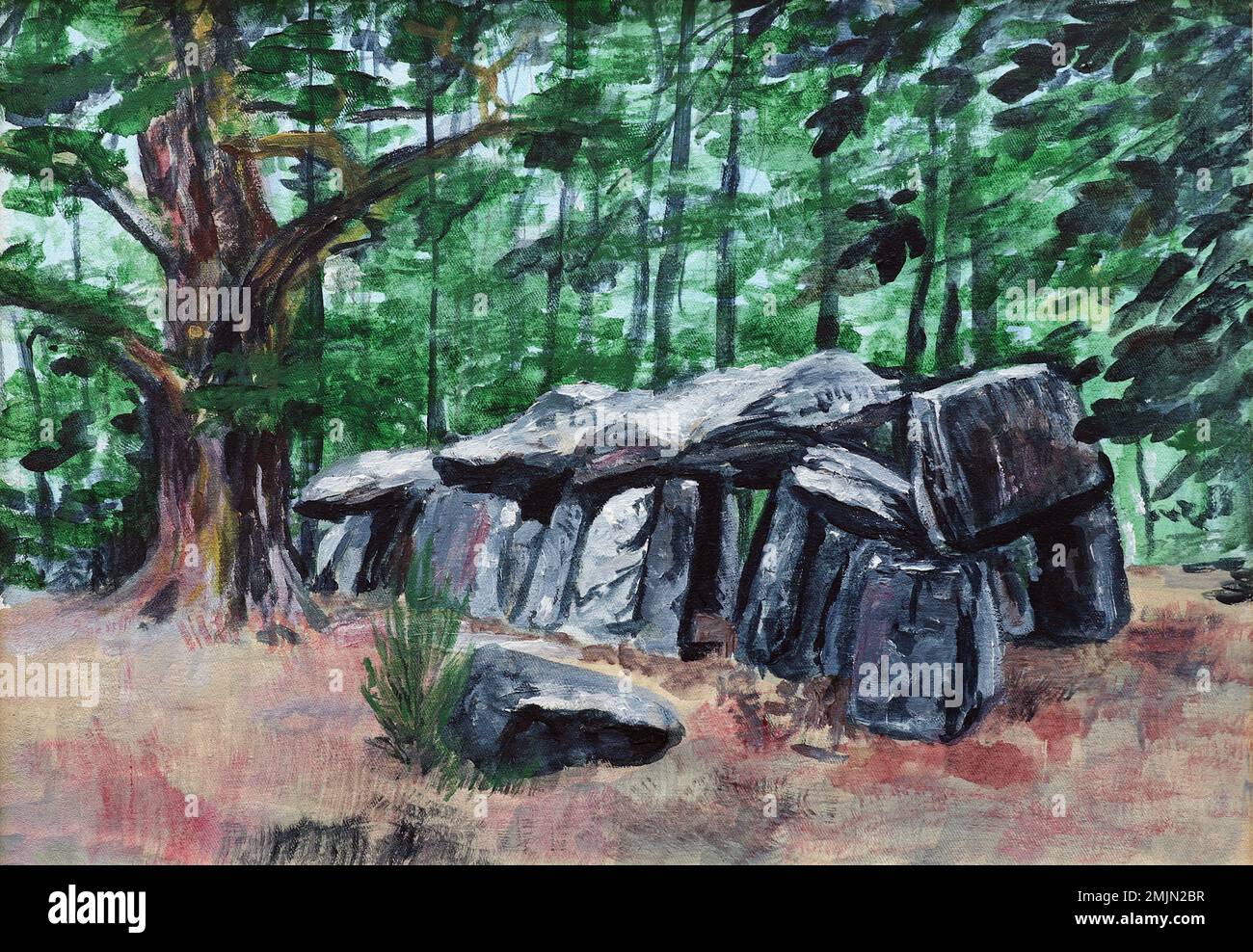 Dolmen la Roche-aux-Fees ou le Rocher des Fées est une tombe néolithique de passage - dolmen Banque D'Images