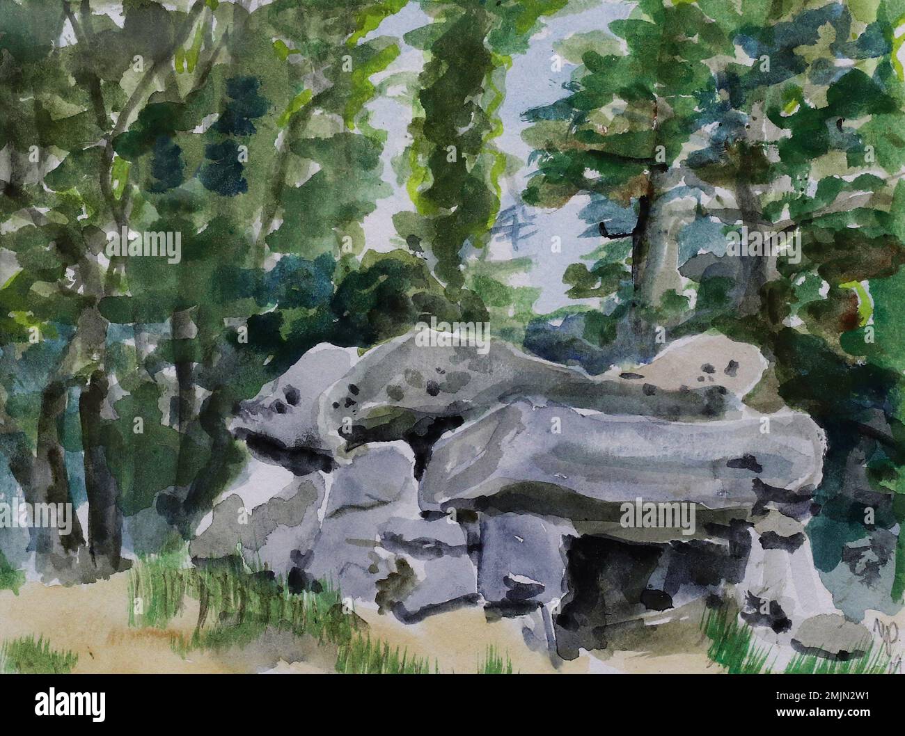Dolmen de La Roche-aux-Fées ou les fées' Rock est un passage néolithique grave - dolmen - situé sur la commune de Esse, dans le département de l'Ille Banque D'Images