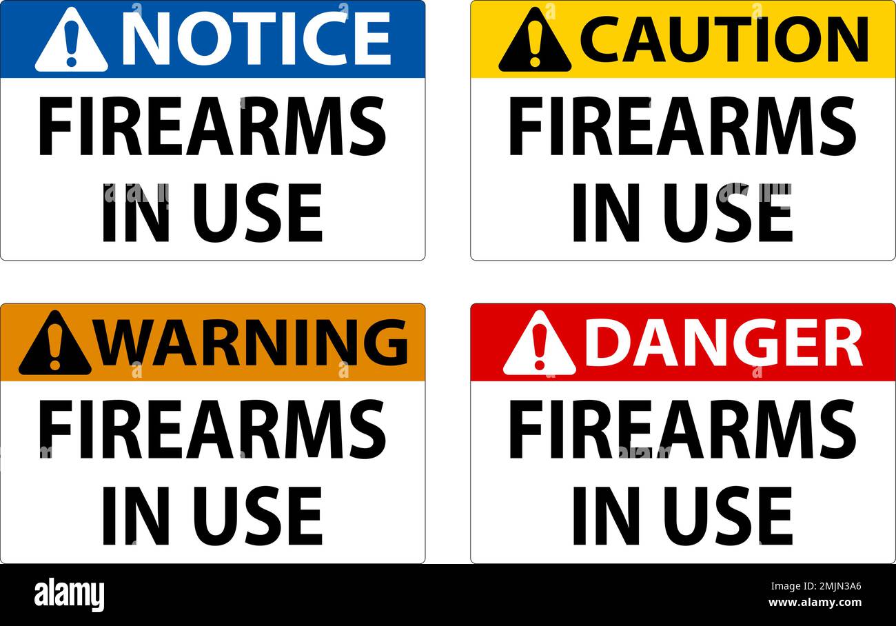 Attention armes à feu autorisées signe armes à feu utilisées Illustration de Vecteur