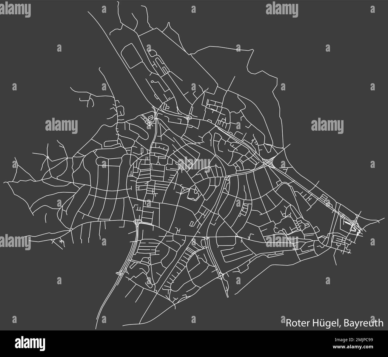 Carte des rues du QUARTIER DE ROTER HÜGEL, BAYREUTH Illustration de Vecteur