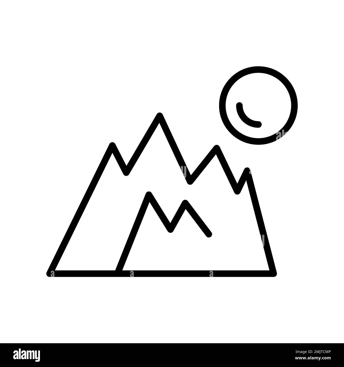 Ligne d'icône de paysage isolée sur fond blanc. Icône fine et plate noire sur un style moderne. Symbole linéaire et contour modifiable. PE simple et pixel Illustration de Vecteur