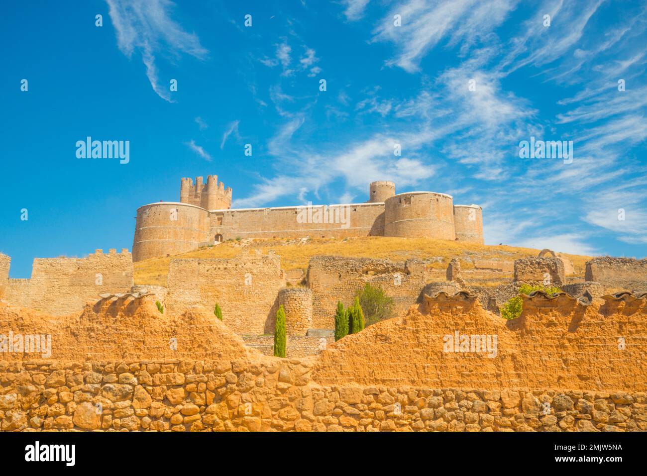 Château. Berlanga de Duero, la province de Soria, Castilla Leon, Espagne. Banque D'Images