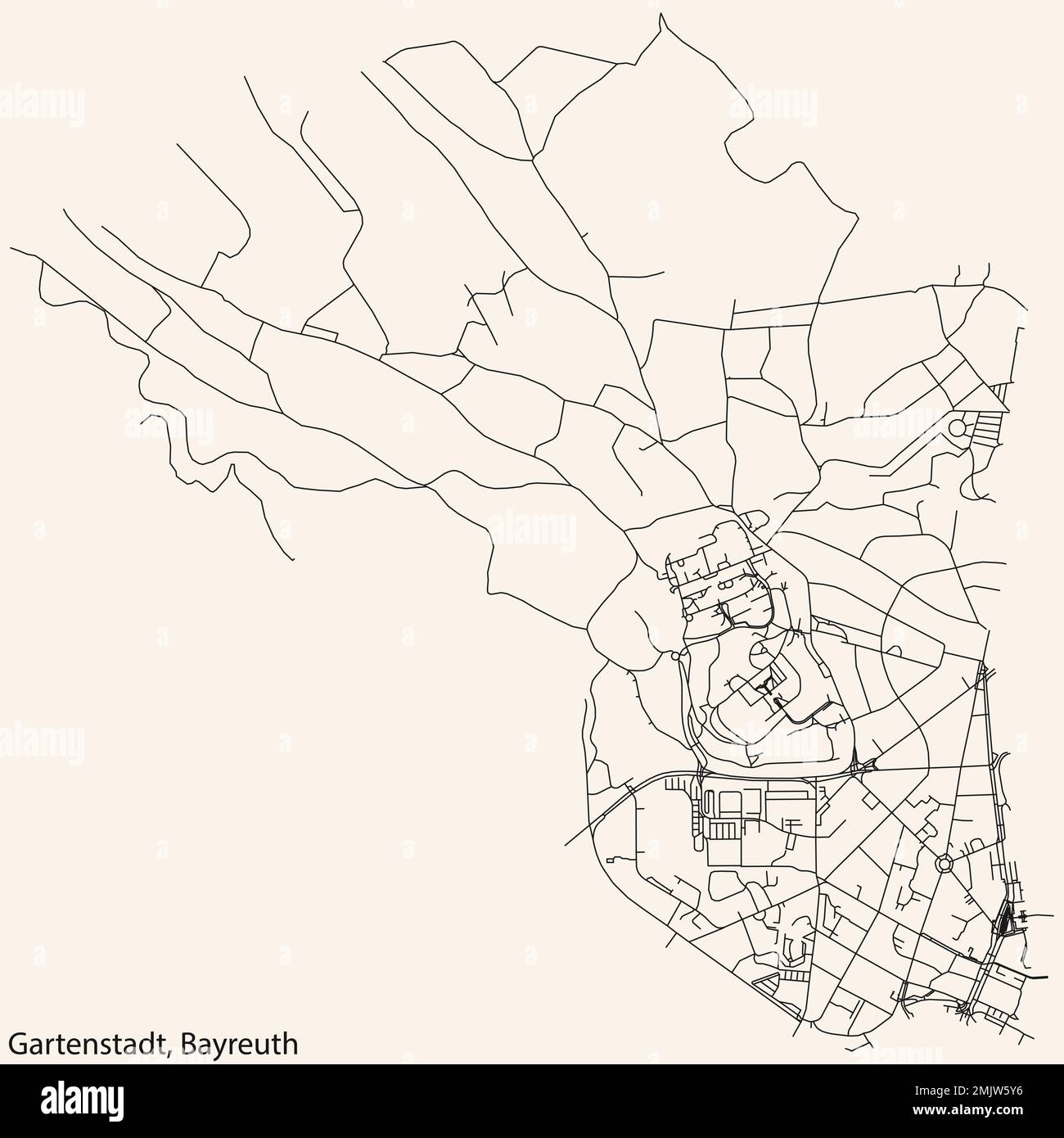 Carte des rues du QUARTIER DE GARTENSTADT, BAYREUTH Illustration de Vecteur