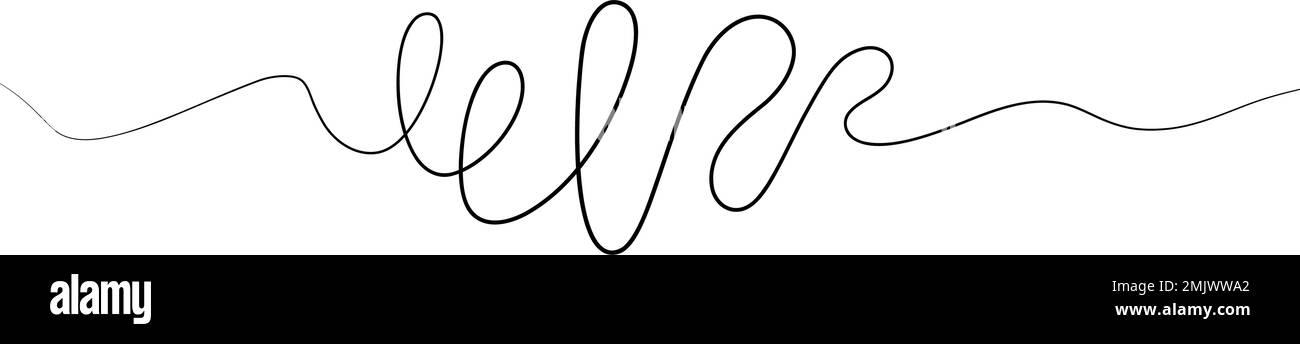 Ligne ondulée noire abstraite, isolée sur fond blanc. Bannière à lignes mobiles vectorielles. Illustration de Vecteur