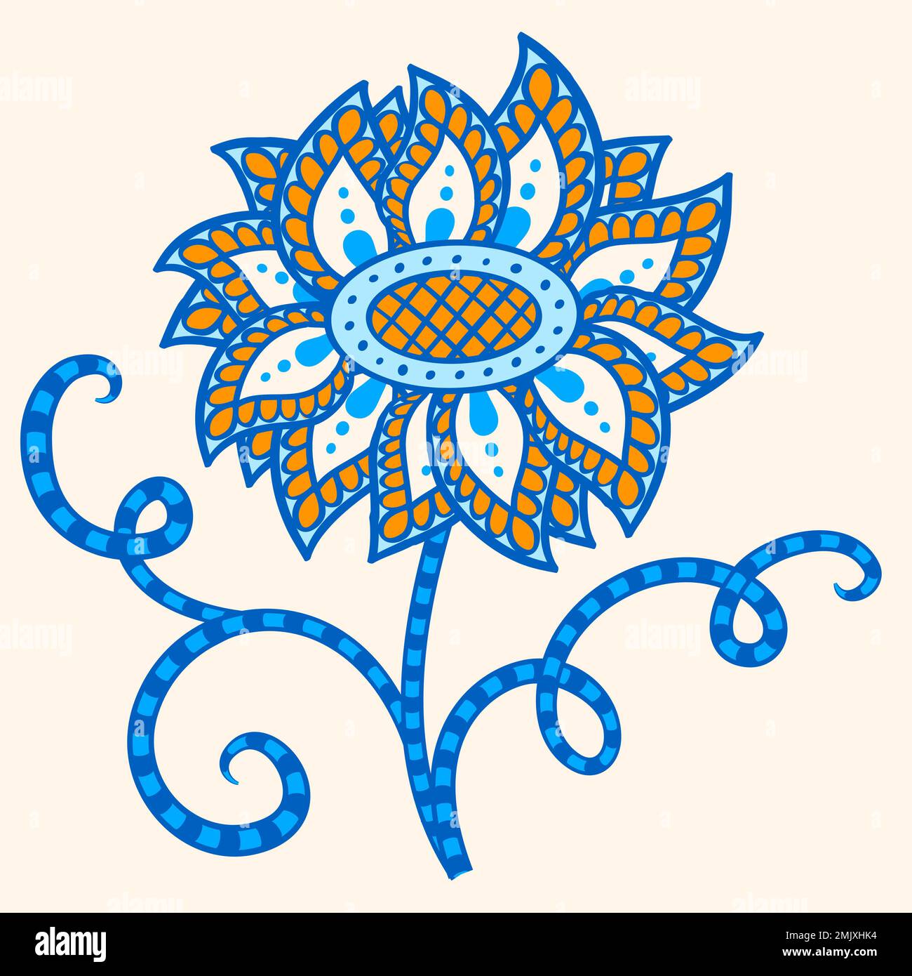 Fleur abstraite en bleu et orange. Illustration vectorielle. Illustration de Vecteur