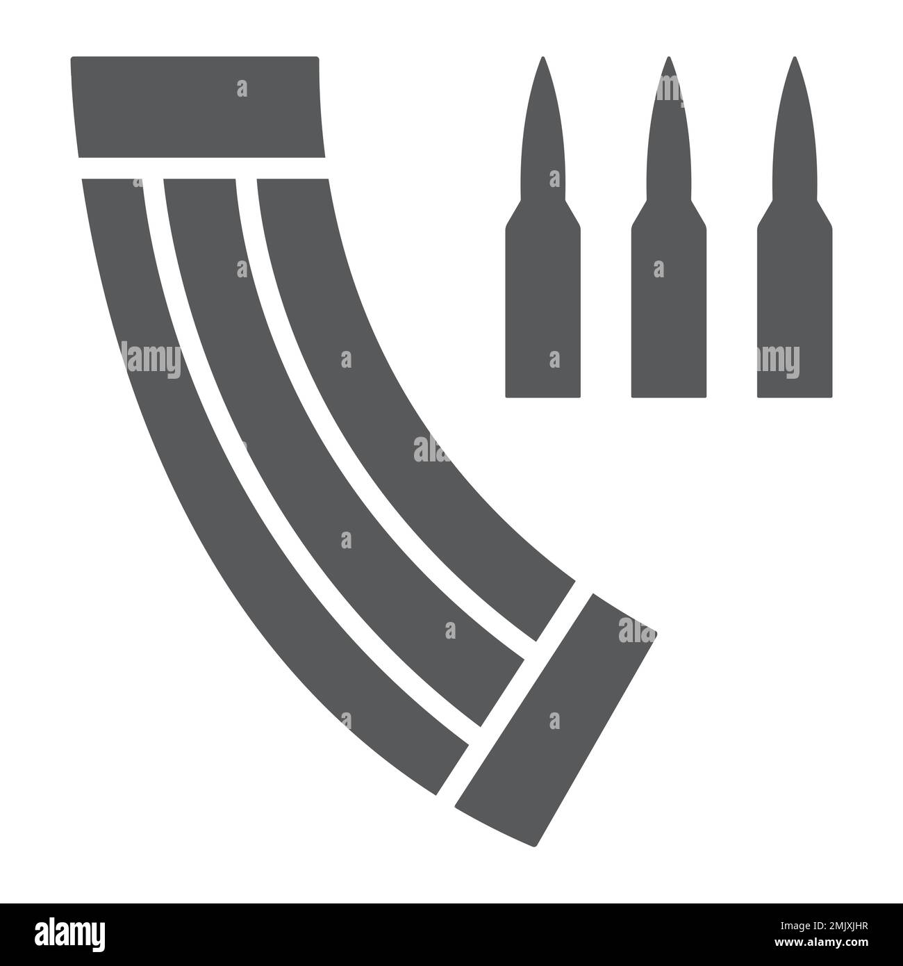 Icône de glyphe de magazine de munitions, armée et militaire, signe d'arme, graphiques vectoriels, un motif Uni sur fond blanc, eps 10. Illustration de Vecteur