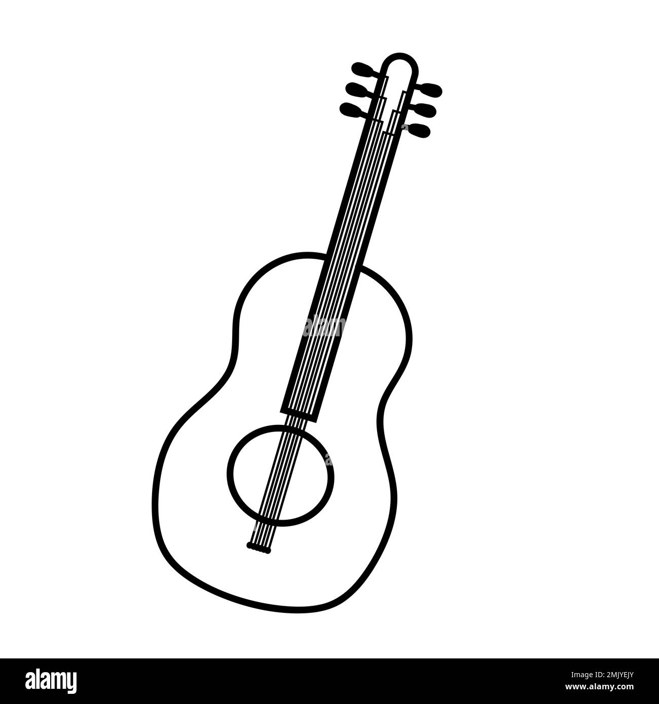 dessin dessiné à la main de l'icône de guitare acoustique Illustration de Vecteur