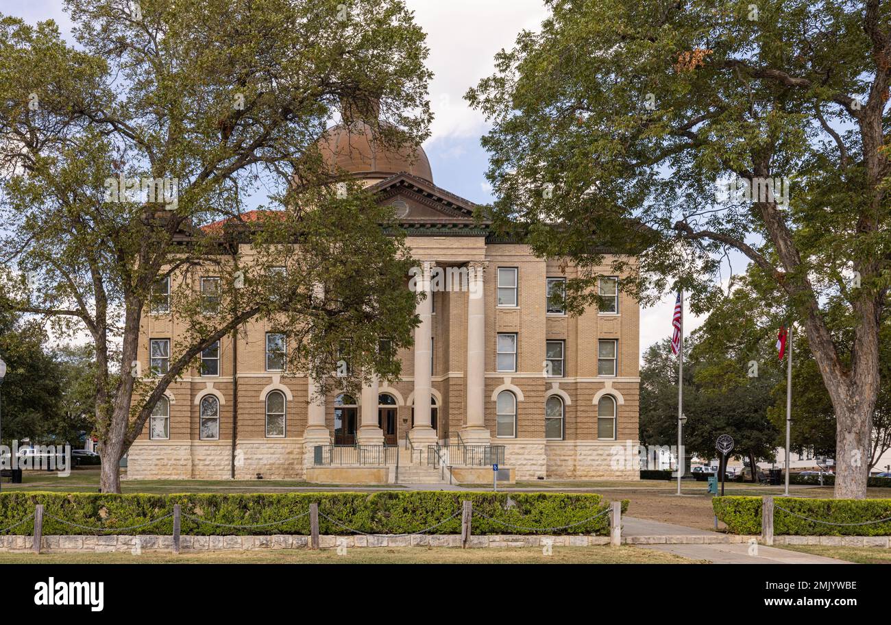 San Marcos, Texas, États-Unis - 14 octobre 2022 : le palais de justice du comté de Hays Banque D'Images