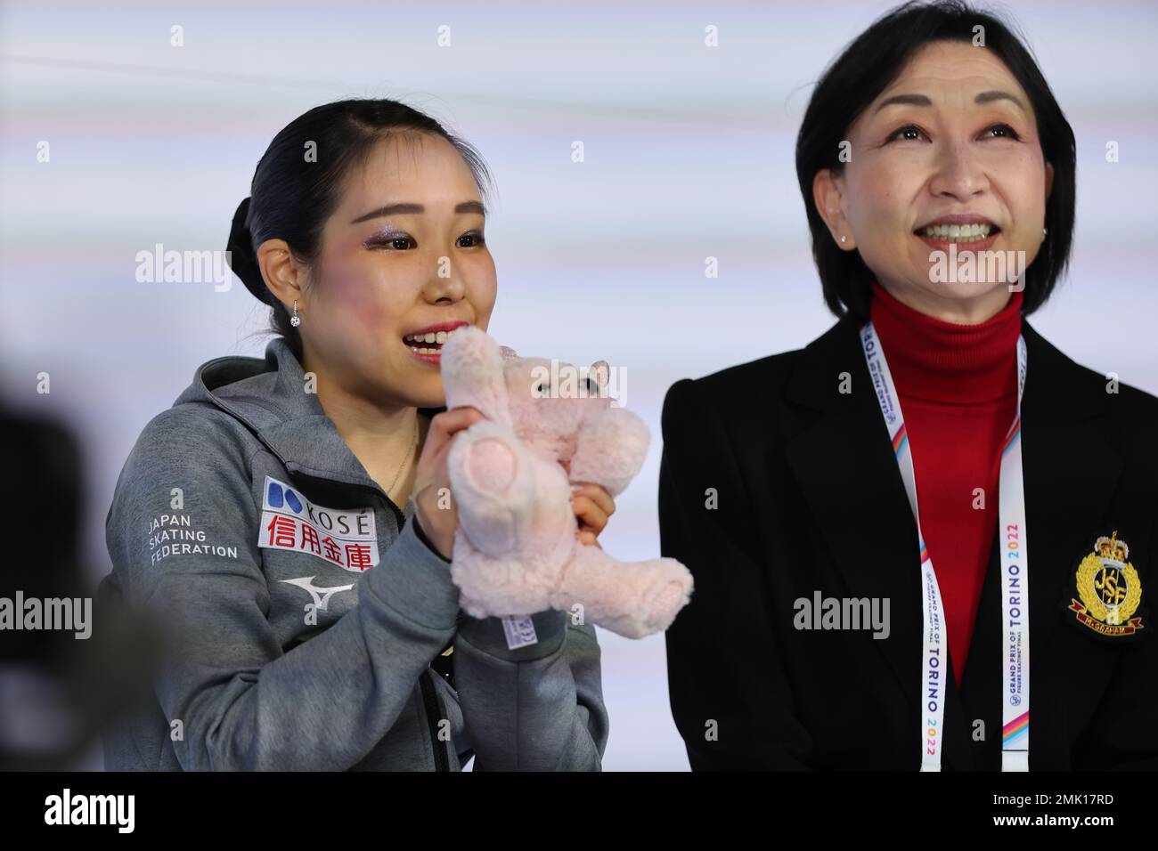 Mai Mihara du Japon vu lors de la finale du Grand Prix de patinage artistique de l'UIP Turin 2022 à Palavela. Banque D'Images