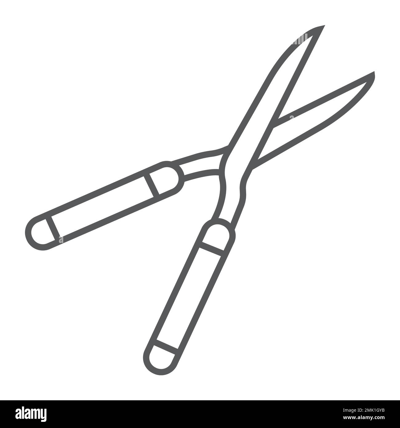 Sécateur icône de ligne mince, équipement et jardin, signe de ciseaux, graphiques vectoriels, un motif linéaire sur un fond blanc, eps 10. Illustration de Vecteur